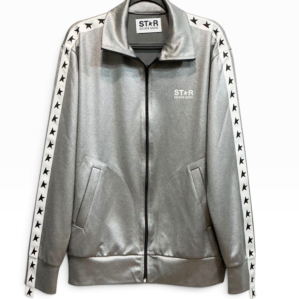 Golden Goose Star Logo Textured Metallic Track Jacket Size L Made Italy Rare